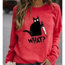 Laden Sie das Bild in den Galerie-Viewer, Lustiges T-Shirt mit schwarzem Katzendruck