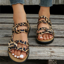 Laden Sie das Bild in den Galerie-Viewer, Lässige bequeme Damen-Sandalen aus Leder mit Klettverschluss