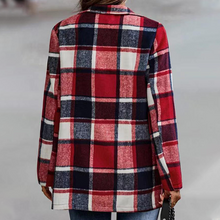 Laden Sie das Bild in den Galerie-Viewer, Karierte Wolljacke mit langen Ärmeln und Taschen