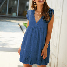 Laden Sie das Bild in den Galerie-Viewer, Sommerliches Spitzenkleid mit Rüschenärmeln