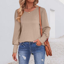 Laden Sie das Bild in den Galerie-Viewer, Lockeres Lässiges T-Shirt mit Puffärmeln und Rundhalsausschnitt