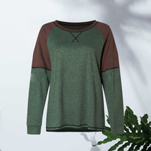 Laden Sie das Bild in den Galerie-Viewer, Rundhalsausschnitt langärmeliger Zweifarbiger T-Shirt