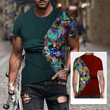 Laden Sie das Bild in den Galerie-Viewer, Herren-T-Shirt mit 3D-Druck und Rundhalsausschnitt
