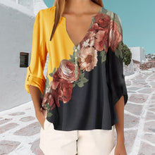 Laden Sie das Bild in den Galerie-Viewer, Bedrucktes Chiffonhemd mit V-Ausschnitt