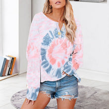 Laden Sie das Bild in den Galerie-Viewer, Langärmliges Bedrucktes T-Shirt mit Knöpfen