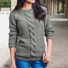 Laden Sie das Bild in den Galerie-Viewer, Damen Strickpullover mit Rundhalsausschnitt