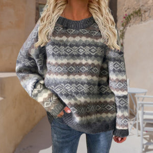 Weihnachten Gestreifter Strickpullover
