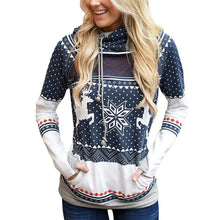 Laden Sie das Bild in den Galerie-Viewer, Lässiger Langärmeliger Kapuzenpullover mit Weihnachtsdruck für Damen
