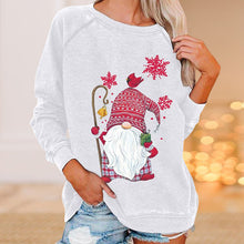 Laden Sie das Bild in den Galerie-Viewer, Lockeres Sweatshirt mit Weihnachtsmann-Schneeflockendruck