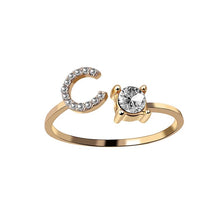 Laden Sie das Bild in den Galerie-Viewer, A-Z Buchstabe Gold Metall Einstellbarer Ring