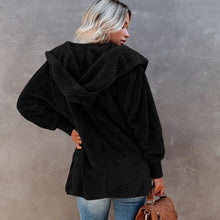 Laden Sie das Bild in den Galerie-Viewer, Langärmlige Lässige Einfarbige Strickjacke mit Kapuze
