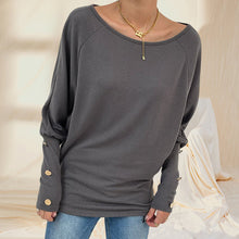 Laden Sie das Bild in den Galerie-Viewer, Langärmeliges Einfarbiges T-Shirt mit Rundhalsausschnitt
