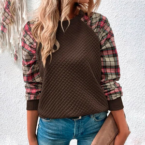 Karierte Patchwork-Sweatshirts für Damen