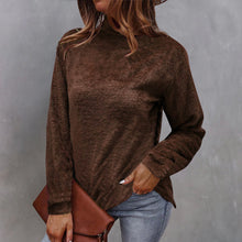 Laden Sie das Bild in den Galerie-Viewer, Einfarbiger Langärmliger Plüsch-Rollkragenpullover für Damen