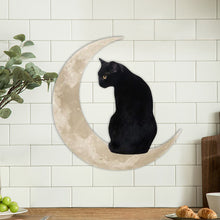 Laden Sie das Bild in den Galerie-Viewer, Mond- und schwarzen Katze- Ornament aus Metall