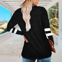 Laden Sie das Bild in den Galerie-Viewer, Langärmliges Lockeres T-Shirt mit V-Ausschnitt für Damen
