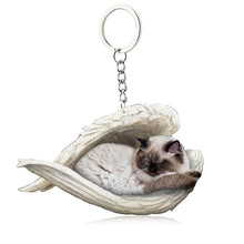 Laden Sie das Bild in den Galerie-Viewer, Katze Engelsflügel Schlüsselanhänger aus Acryl