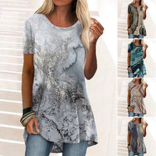 Laden Sie das Bild in den Galerie-Viewer, Lässig bedrucktes ethnisches kurzärmeliges T-Shirt mit Rundhalsausschnitt