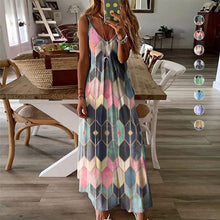Laden Sie das Bild in den Galerie-Viewer, Sommerliches Lässig Bedrucktes Langes Kleid