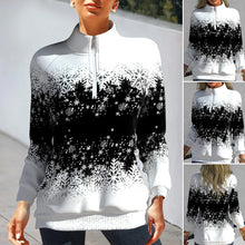 Laden Sie das Bild in den Galerie-Viewer, Hoodie mit Schneeflockenprint und Reißverschluss
