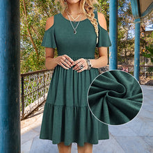 Laden Sie das Bild in den Galerie-Viewer, Modisches kurzärmliges schulterfreies Kleid