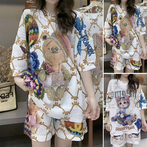 Süßes Kurzarm-T-Shirt mit Pailletten