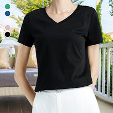 Laden Sie das Bild in den Galerie-Viewer, Einfarbiges Einfaches T-Shirt Mit V-Ausschnitt