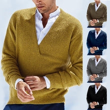 Laden Sie das Bild in den Galerie-Viewer, Herren einfarbiger Pullover mit V-Ausschnitt