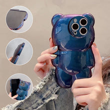 Laden Sie das Bild in den Galerie-Viewer, iPhone niedliche 3D-Glitzer-Schutzhülle mit Bärenmuster