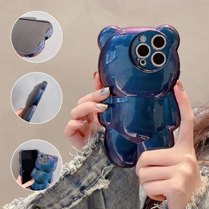 iPhone niedliche 3D-Glitzer-Schutzhülle mit Bärenmuster