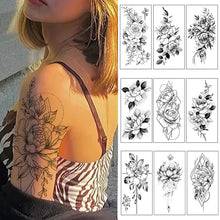 Laden Sie das Bild in den Galerie-Viewer, Skizze Blume Tattoo Aufkleber