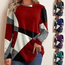 Laden Sie das Bild in den Galerie-Viewer, Geometrisches Kontrast-T-Shirt für Frauen