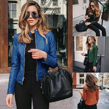 Laden Sie das Bild in den Galerie-Viewer, Damen modische Anzugjacke aus PU-Leder