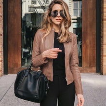 Laden Sie das Bild in den Galerie-Viewer, Damen modische Anzugjacke aus PU-Leder