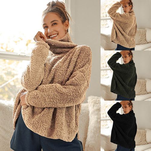 Lässiger Rollkragenpullover aus Plüsch