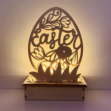 Laden Sie das Bild in den Galerie-Viewer, DIY hölzerne LED Dekoration in Eiform
