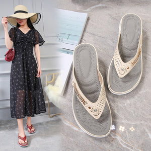 Damen Modisch Lässig Strandsandalen mit Metallschnalle