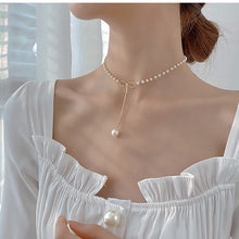 Laden Sie das Bild in den Galerie-Viewer, Damen Schleife Halskette mit Perlenanhänger