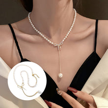 Laden Sie das Bild in den Galerie-Viewer, Damen Schleife Halskette mit Perlenanhänger