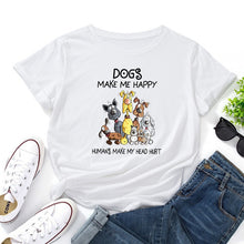 Laden Sie das Bild in den Galerie-Viewer, Damen Sommer kurzärmliges T-Shirt mit Hundemuster