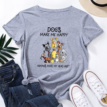 Laden Sie das Bild in den Galerie-Viewer, Damen Sommer kurzärmliges T-Shirt mit Hundemuster