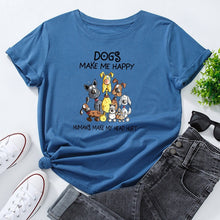 Laden Sie das Bild in den Galerie-Viewer, Damen Sommer kurzärmliges T-Shirt mit Hundemuster