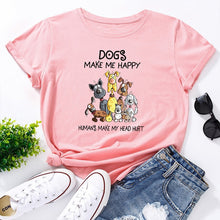 Laden Sie das Bild in den Galerie-Viewer, Damen Sommer kurzärmliges T-Shirt mit Hundemuster