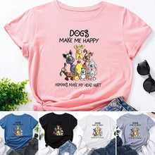 Laden Sie das Bild in den Galerie-Viewer, Damen Sommer kurzärmliges T-Shirt mit Hundemuster