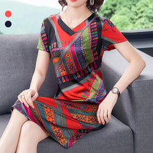 Laden Sie das Bild in den Galerie-Viewer, Damen Sommer neues lockeres Kleid mit ethnischem Druck