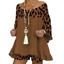 Laden Sie das Bild in den Galerie-Viewer, Damen T-Shirt-Set Mit Leopardenmuster