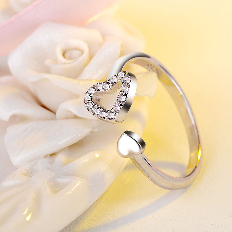 Damen einfacher herzförmiger offener Ring