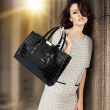 Laden Sie das Bild in den Galerie-Viewer, Damenhandtasche aus Leder mit Krokoprägung