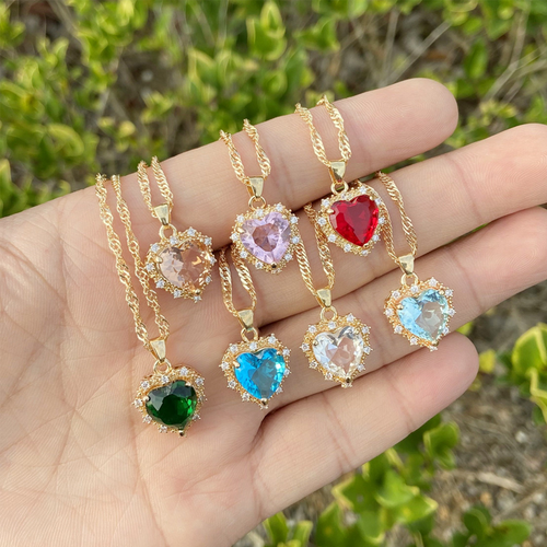 Damen kreative herzförmige Zirkon-Halskette