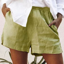 Laden Sie das Bild in den Galerie-Viewer, Damen lässige einfache Shorts aus Baumwolle und Leinen